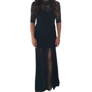 Lulu’s Elegant Navy Blue Lace Dress